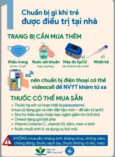Bệnh viện Nhi Trung ương hướng dẫn chăm sóc trẻ F0 tại nhà